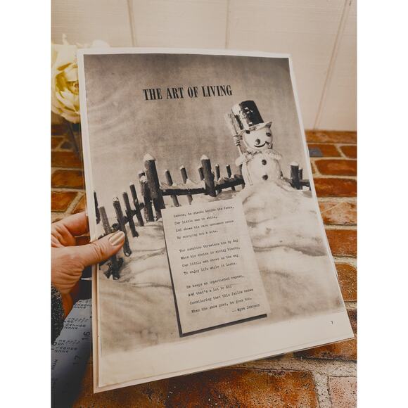 1941‎ "The Art of Living" Print Article - Snowman Winter Poem by Myra Johnson - Picture 11 of 11